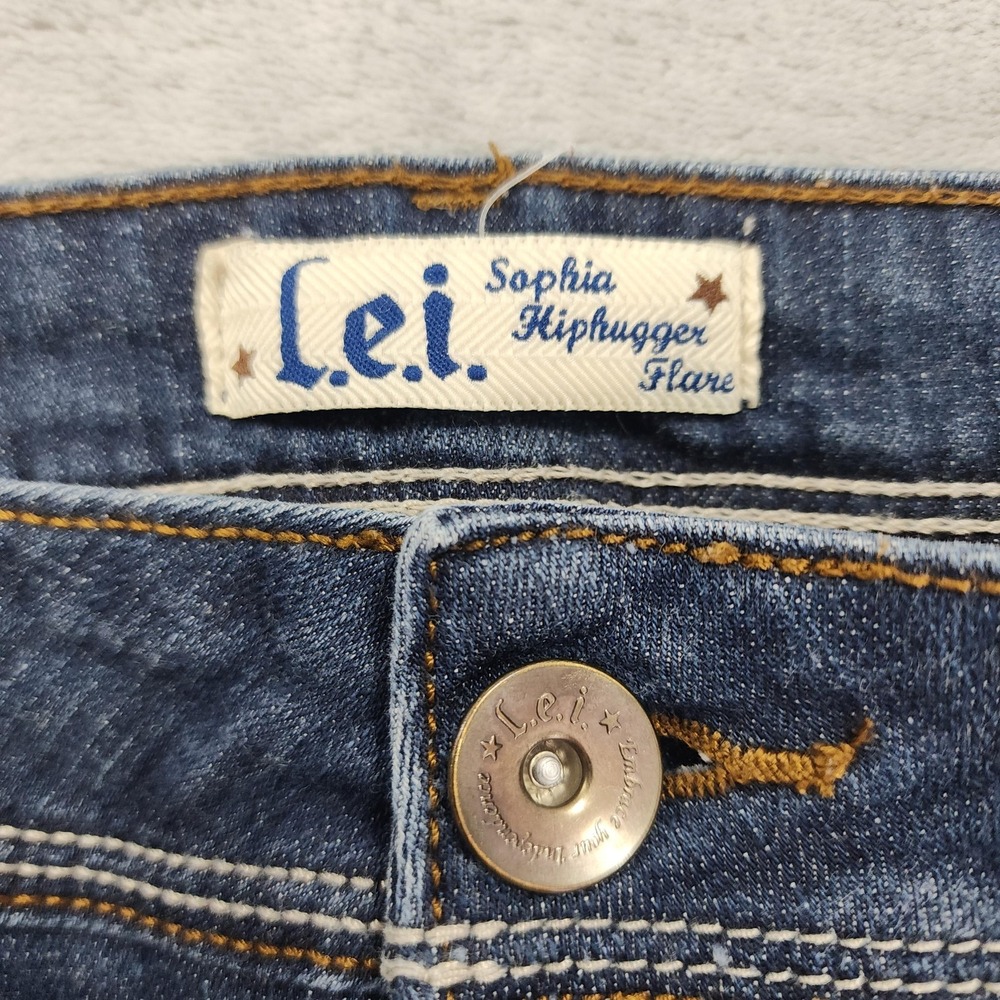 Vintage Lei Jeans Womens 11 Juniors Blue Sophia Low Rise HipHugger Flare Stretch - Picture 5 of 12